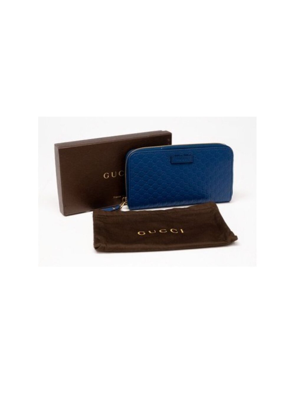 Gucci Blue Micro Guccissima Zip Wallet